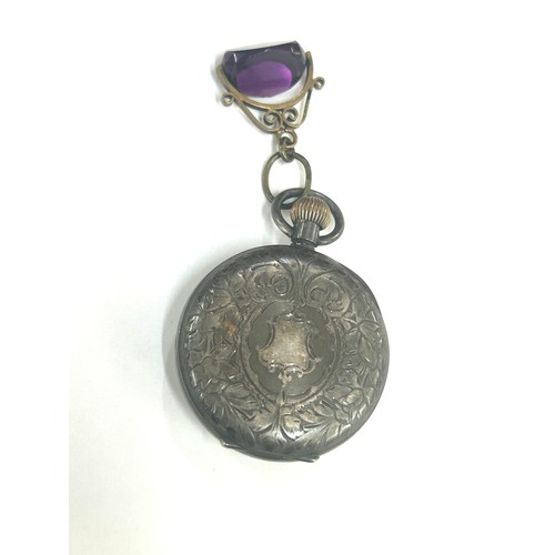 531 - Antique Open face 8 day silver cased pocket watch