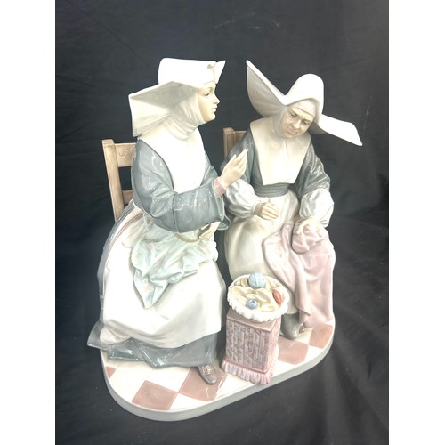 478 - Large rare Lladro figure of two nuns sewing embroidery measures approximately Height 7.5 inches, Wid... 