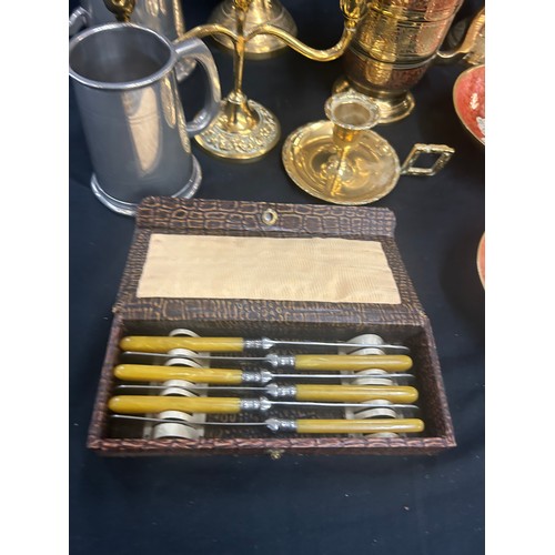 200 - Large selection of metalware includes brass, pewter etc