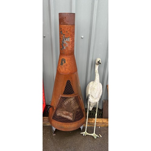 100B - Log fire burner and a garden ornament