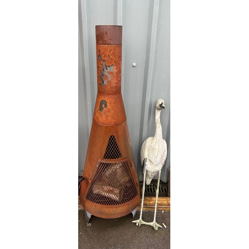 100B - Log fire burner and a garden ornament