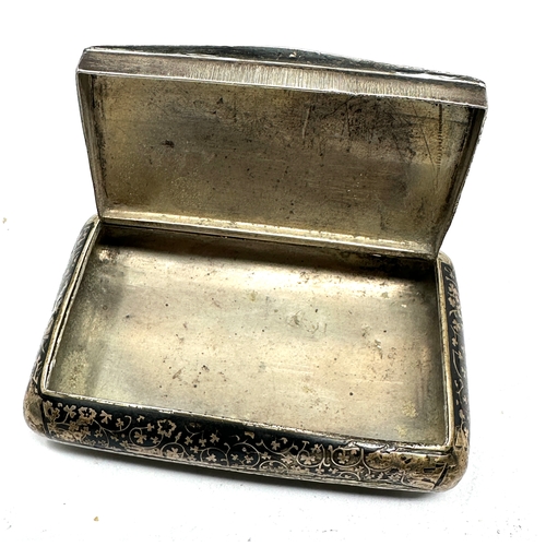 4 - Antique silver niello snuff box measures approx 9.5cm by 6cm weight 133g xrt tested as silver