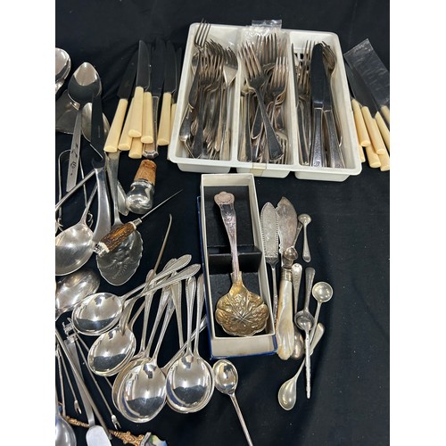 201 - Large selection of Assorted cutlery silver plated and metal ware cutlery