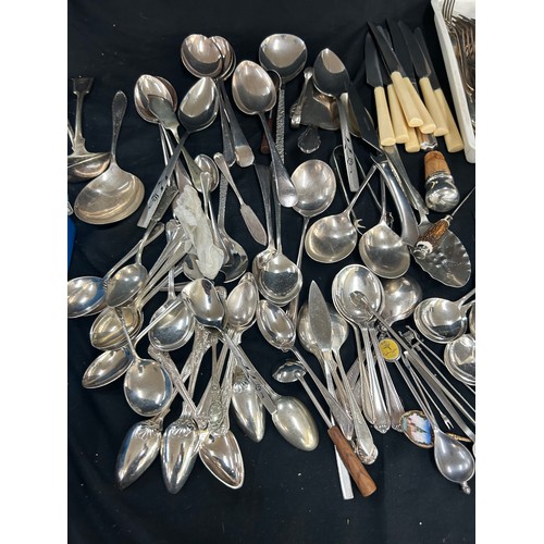 201 - Large selection of Assorted cutlery silver plated and metal ware cutlery