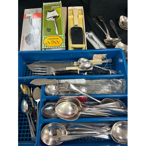 201 - Large selection of Assorted cutlery silver plated and metal ware cutlery