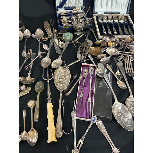 440 - Large selection of Assorted cutlery silver plated and metal ware cutlery