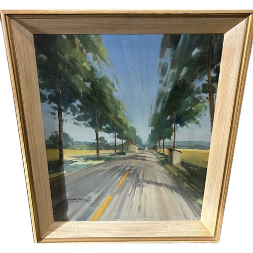 328 - Framed Michael Turner original oil on canvas depicting a La Mens scene, signed Michael Turner 61. Ca... 