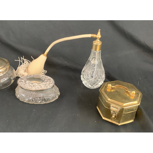 11 - Selection of vintage and later scent bottles includes Silver topped perfume jar