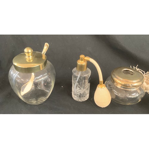 11 - Selection of vintage and later scent bottles includes Silver topped perfume jar