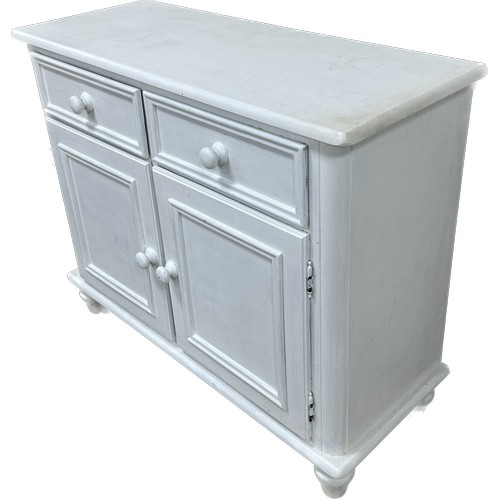 391 - Painted pine 2 door, 2 drawer sideboard measures approximately 35.5 inches tall x 42 wide and 16.5 d... 