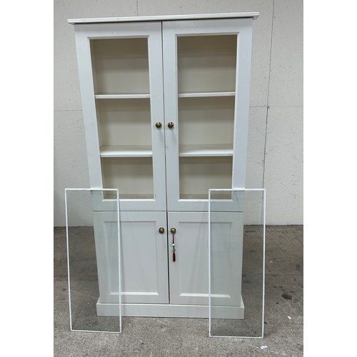 357 - White glazed painted pine bookcase measures approximately 70 inches tall x 36 wide and 13 deep