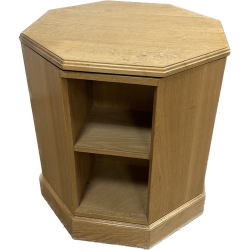 368 - Oak revolving bookcase measures approximately 26 inches tall x 24 inches wide x 24 deep