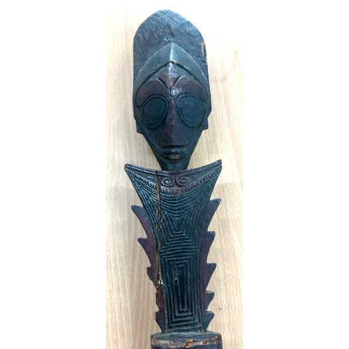 223 - Tribal wooden dance paddle / club, possibly Solomon Islands, overall height 49 inches