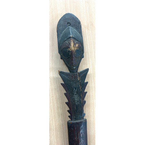 223 - Tribal wooden dance paddle / club, possibly Solomon Islands, overall height 49 inches