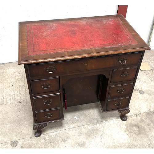 373 - Leather topped mahogany 7 drawer ladies writing desk with Queen Ann legs measures approximately 30 i... 