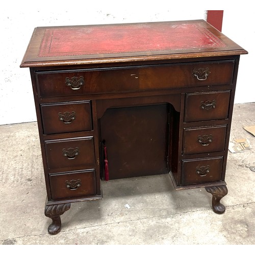 373 - Leather topped mahogany 7 drawer ladies writing desk with Queen Ann legs measures approximately 30 i... 