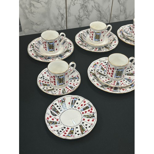 30 - 5 trio Playing Cards Elizabethan Stratfordshire Fine Bone China England cup and saucers