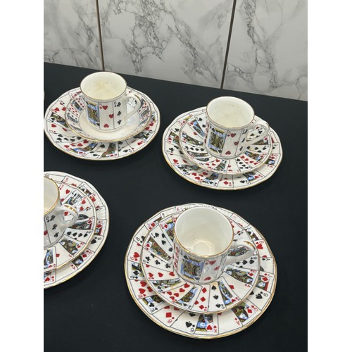 30 - 5 trio Playing Cards Elizabethan Stratfordshire Fine Bone China England cup and saucers