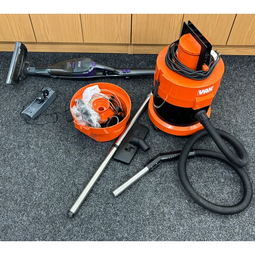 242 - Russel hobbs turbo vac pro with charger and a Vax 2286087 model 121, with accessories, working order