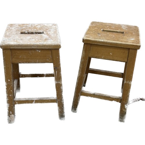 332 - Pair of vintage wooden stools overall approximate height 20 inches tall