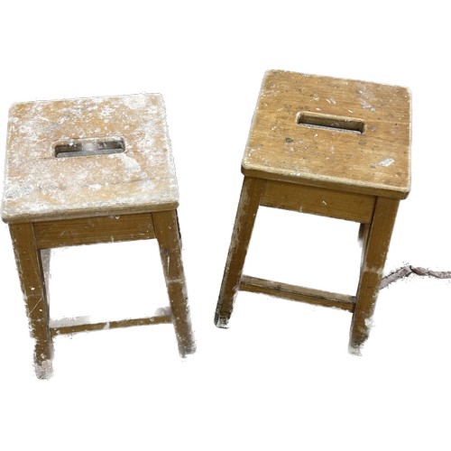 332 - Pair of vintage wooden stools overall approximate height 20 inches tall