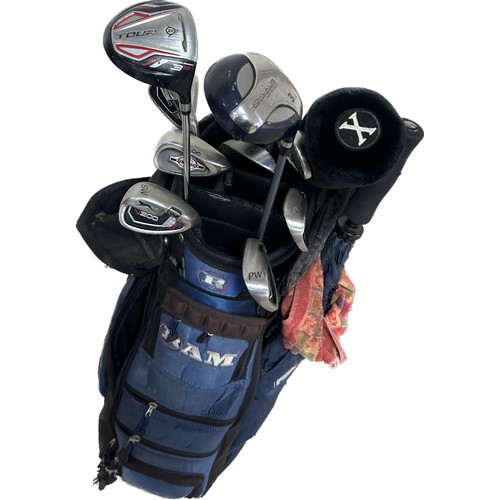 348 - Selection of golf clubs and bag to include Slazenger, Dunlop etc