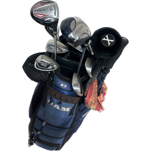 348 - Selection of golf clubs and bag to include Slazenger, Dunlop etc