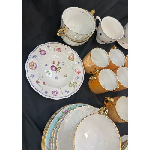 222 - Selection of vintage part tea services to include a Royal Crown Derby Chatsworth pattern cake plate,... 