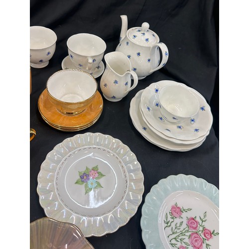 222 - Selection of vintage part tea services to include a Royal Crown Derby Chatsworth pattern cake plate,... 