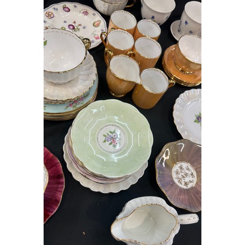 222 - Selection of vintage part tea services to include a Royal Crown Derby Chatsworth pattern cake plate,... 