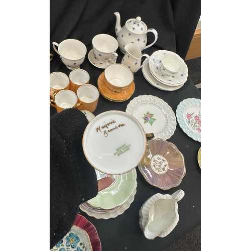 222 - Selection of vintage part tea services to include a Royal Crown Derby Chatsworth pattern cake plate,... 