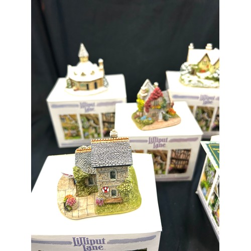 51 - Selection of Boxed Liliput lane cottages includes Lifeboat station, Paying your way, diamond cottage... 