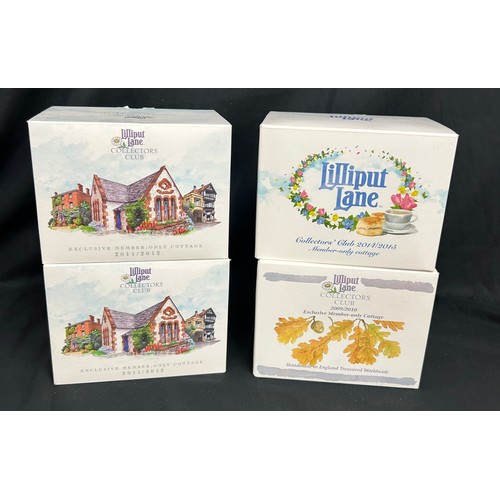 53 - Selection of Boxed Lilliput lane cottages includes Writing with Lewis Carroll, The Comfy Pew, Fruits... 