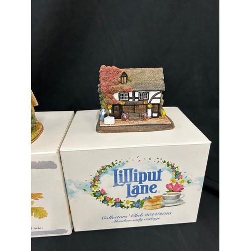 53 - Selection of Boxed Lilliput lane cottages includes Writing with Lewis Carroll, The Comfy Pew, Fruits... 