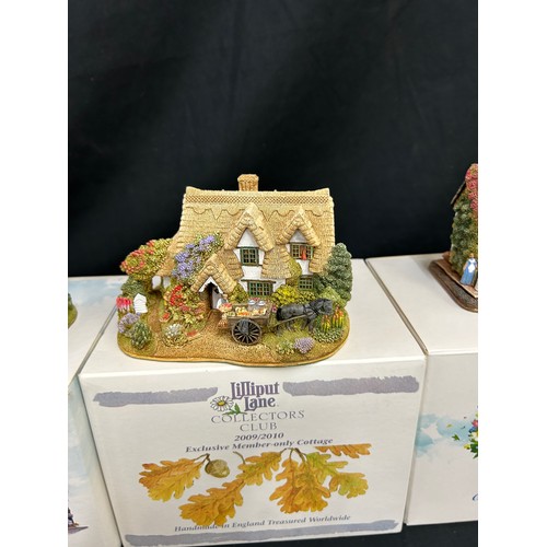 53 - Selection of Boxed Lilliput lane cottages includes Writing with Lewis Carroll, The Comfy Pew, Fruits... 