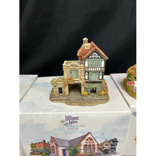 53 - Selection of Boxed Lilliput lane cottages includes Writing with Lewis Carroll, The Comfy Pew, Fruits... 