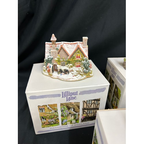 49 - Selection of seven original boxed Lilliput Lanes to include ' The Old Blacksmiths shop', ' Hellfield... 