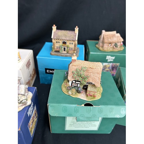 50 - Selection of 8 Boxed Lilliput lane cottages includes The Woolpack, Butterwick, Langdale cottage, pen... 