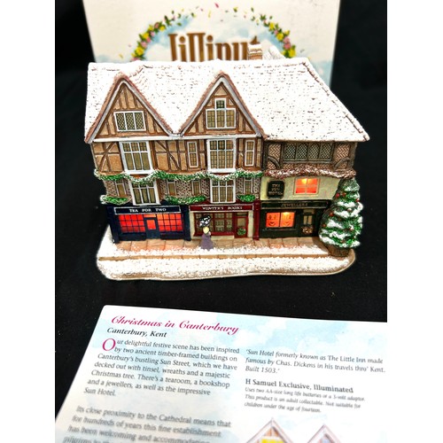 59 - Boxed Limited Edition Lilliput lane Christmas in Canterbury, in working order, boxed with coa.