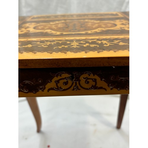 167 - Musical inlaid sewing table with contents measures approximately 17 inches tall 14 inches wide 10 in... 