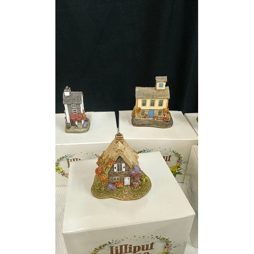 66 - Selection of seven original boxed Lilliput Lanes to include 'Dewdrop cottage in winter L3458', ' The... 