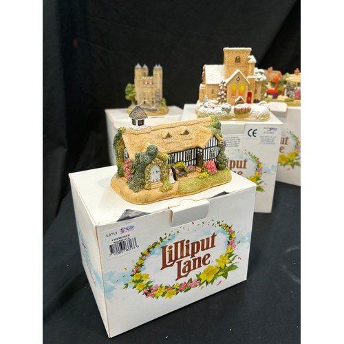 71 - Selection of 4 Boxed Liliput lanes includes Jubilee tower of London, cherished moments, Starlight Ch... 