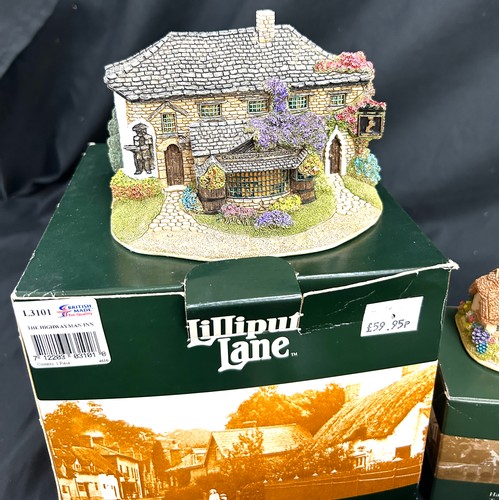 58 - Selection of boxed Lilliput lanes includes the highwayman inn, Dovecote, Christmas Cracker, Finders ... 