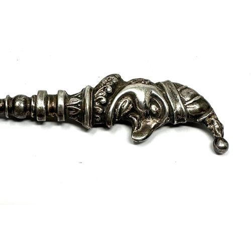 22 - Antique Mr Punch Button Hook measures approx 15cm long solid white metal punch