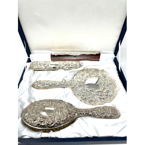 28 - Vintage silver boxed dressing table brush set