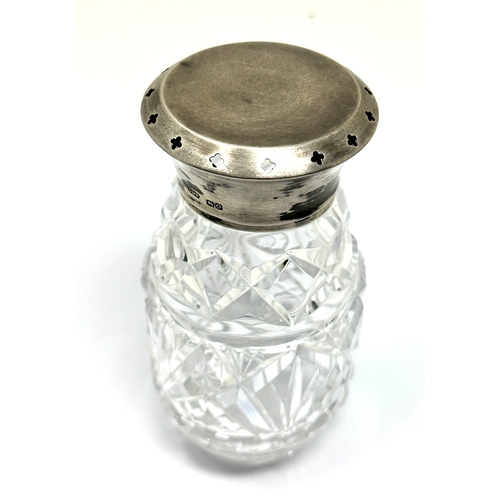 38 - Vintage silver top cut glass sugar shaker