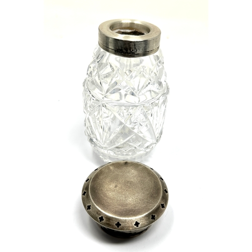 38 - Vintage silver top cut glass sugar shaker