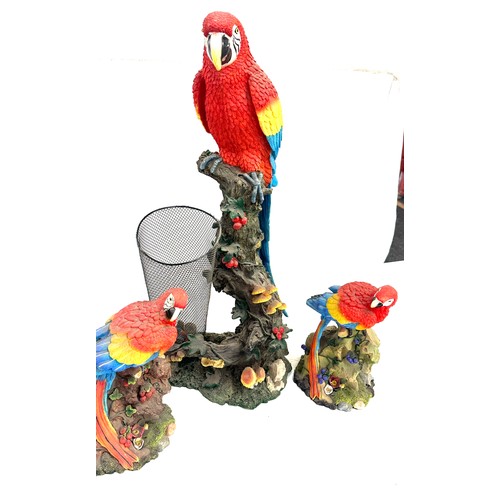 298 - Large Macaw parrot ornament and a pair of Macaw ornaments largest measures approximately 29 inches t... 