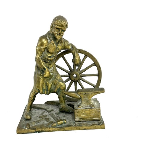 2 - Vintage brass statue wheel wright black smith wagon wheel measures approximately 8 inches tall