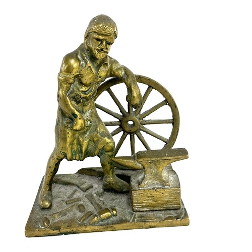 2 - Vintage brass statue wheel wright black smith wagon wheel measures approximately 8 inches tall